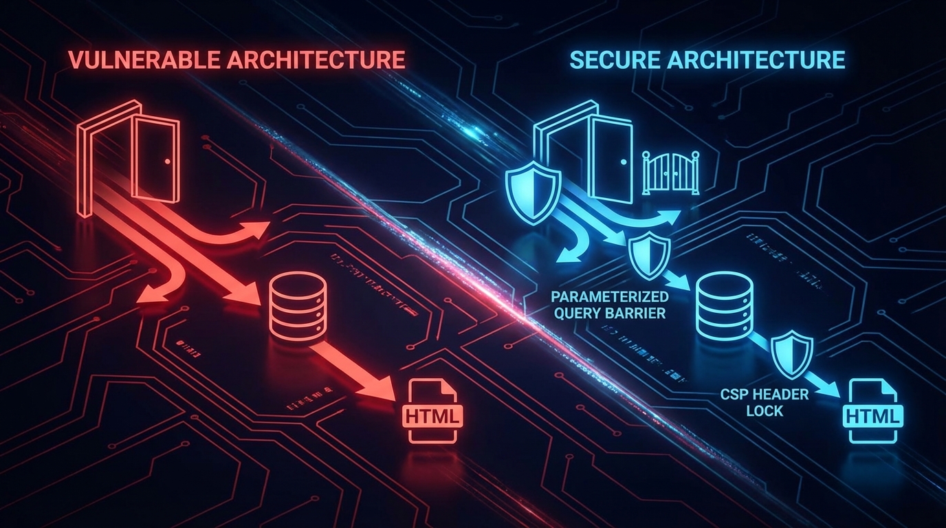 Web security architecture shift — from trust-by-default to deny-by-default with validation at every boundary